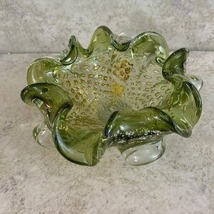 Barovier Toso Murano Art Glass Bowl Gold Adventurine vintage